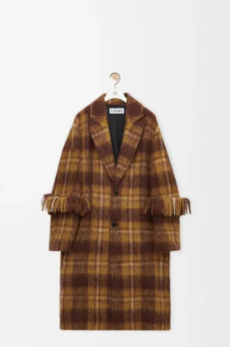 Mohair ve yün karışımı palto Sarı/Çok renkli