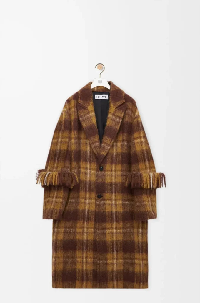 Mohair ve yün karışımı palto Sarı/Çok renkli