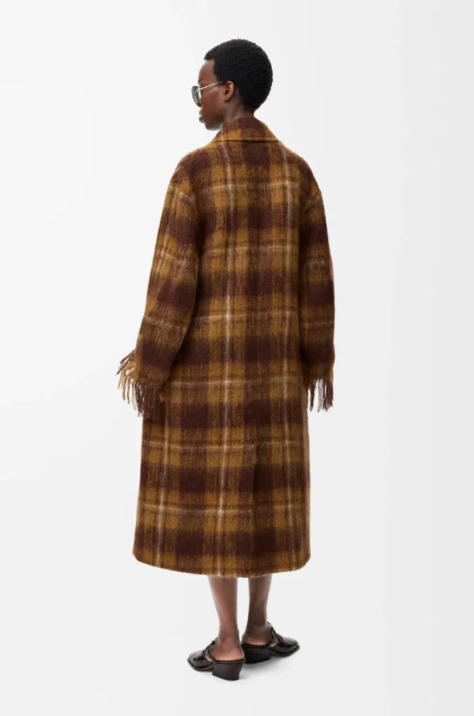 Mohair ve yün karışımı palto Sarı/Çok renkli