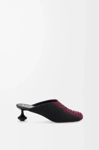 Nakışlı kanvas Toy mule Siyah/Koyu Bordo