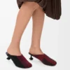 Nakışlı kanvas Toy mule Siyah/Koyu Bordo