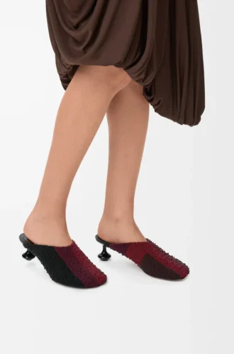Nakışlı kanvas Toy mule Siyah/Koyu Bordo