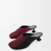 Nakışlı kanvas Toy mule Siyah/Koyu Bordo