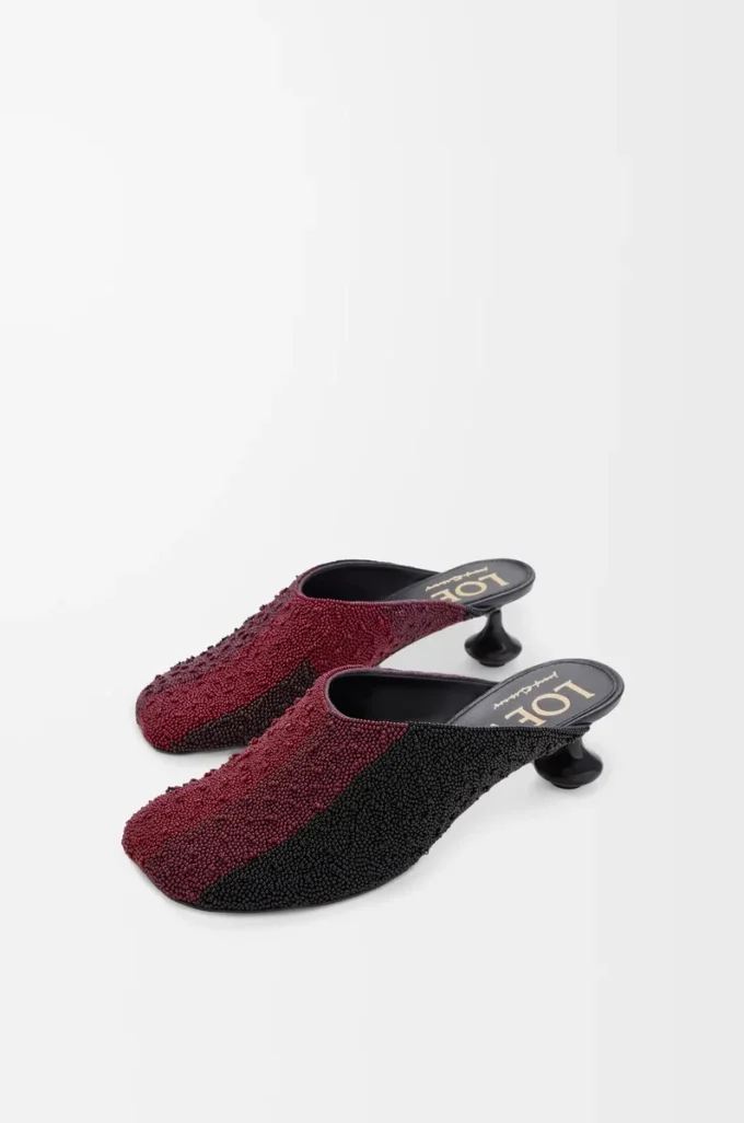 Nakışlı kanvas Toy mule Siyah/Koyu Bordo