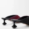 Nakışlı kanvas Toy mule Siyah/Koyu Bordo
