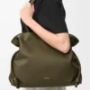 Nappa dana derisinden büyük Flamenco clutch Dark Khaki