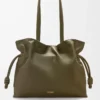 Nappa dana derisinden büyük Flamenco clutch Dark Khaki