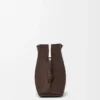 Nappa dana derisinden büyük Flamenco clutch Çikolata