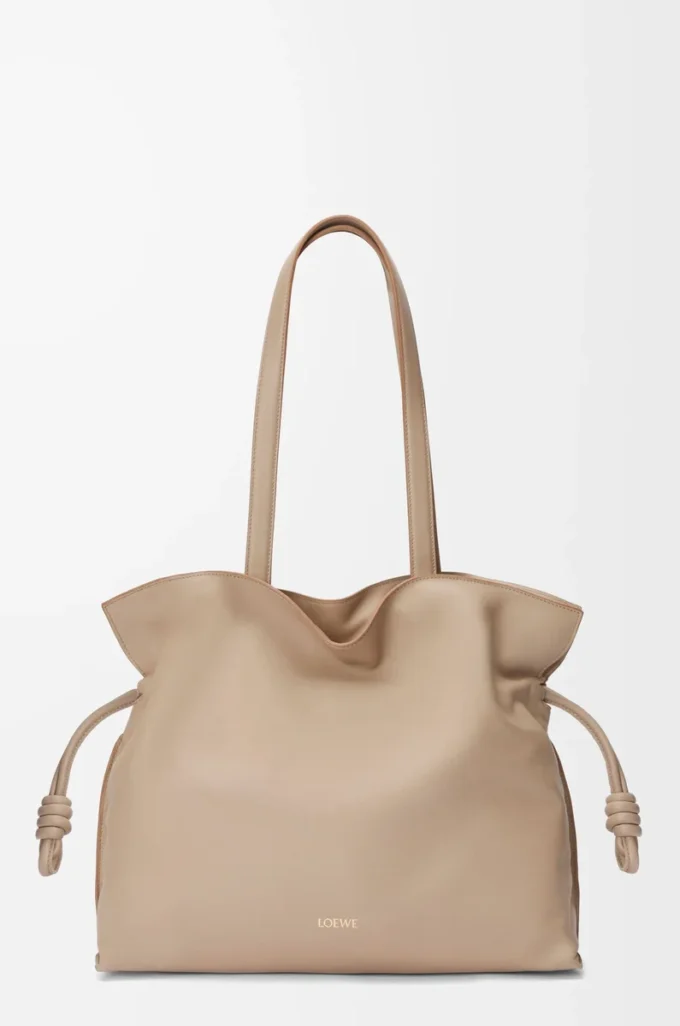 Nappa dana derisinden büyük Flamenco clutch Sand