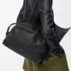Nappa dana derisinden büyük Flamenco clutch Siyah