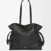 Nappa dana derisinden büyük Flamenco clutch Siyah