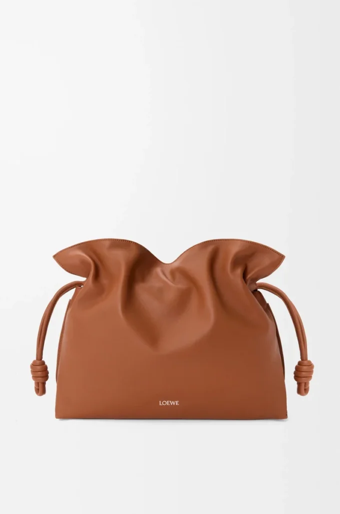 Nappa dana derisinden büyük Flamenco clutch Squirrel