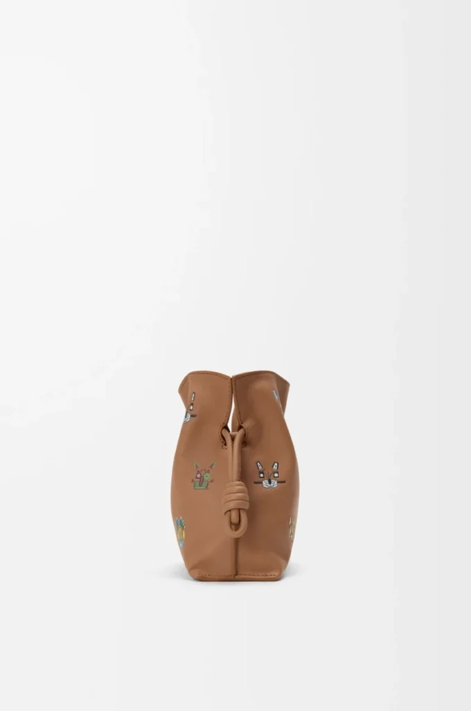 Nappa dana derisinden Cats mini Flamenco el çantası Mocha