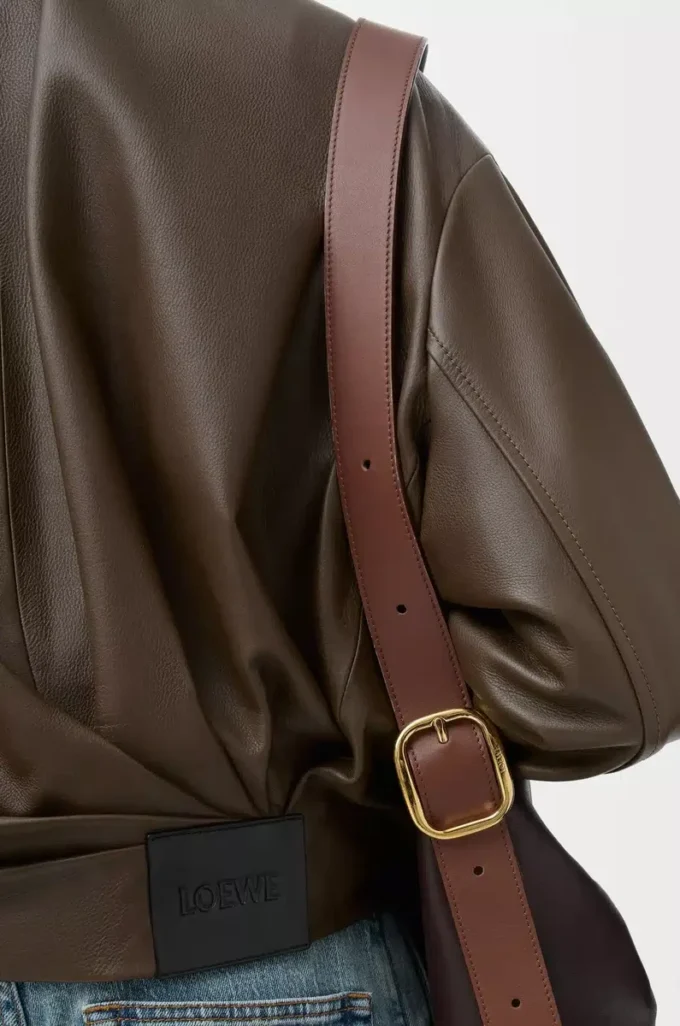 Nappa dana derisinden drape ceket Koyu Yeşil