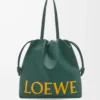 Nappa dana derisinden Flamenco logolu tote çanta Evergreen