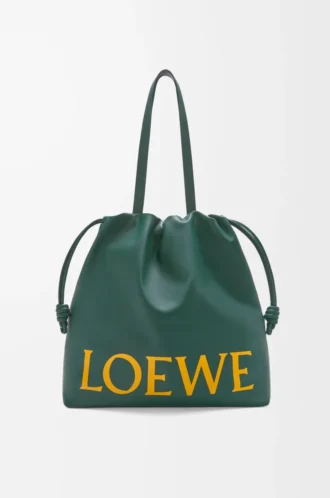 Nappa dana derisinden Flamenco logolu tote çanta Evergreen