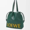 Nappa dana derisinden Flamenco logolu tote çanta Evergreen