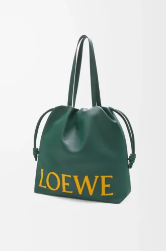 Nappa dana derisinden Flamenco logolu tote çanta Evergreen
