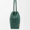 Nappa dana derisinden Flamenco logolu tote çanta Evergreen