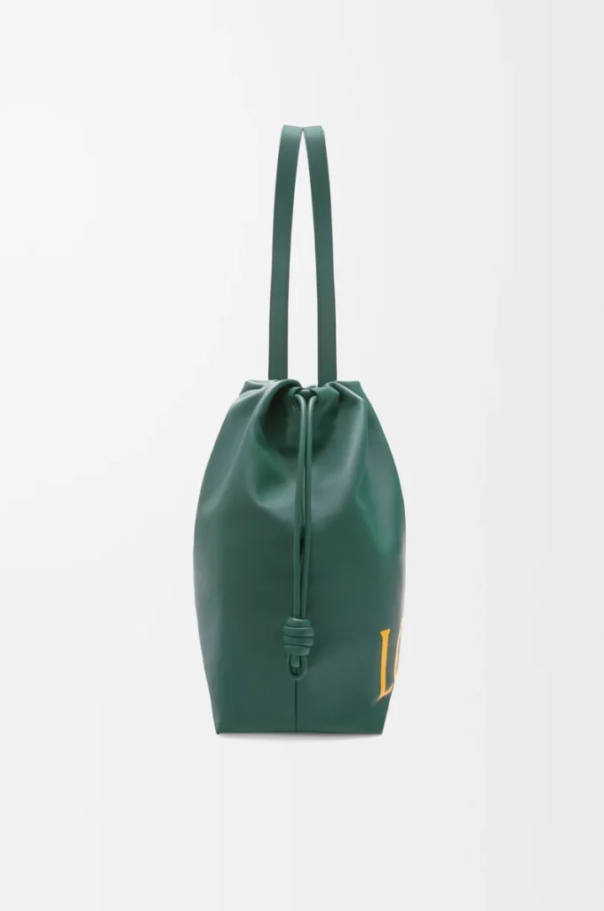 Nappa dana derisinden Flamenco logolu tote çanta Evergreen