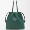 Nappa dana derisinden Flamenco logolu tote çanta Evergreen