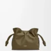 Nappa dana derisinden Mini Flamenco clutch Dark Khaki