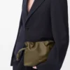 Nappa dana derisinden Mini Flamenco clutch Dark Khaki