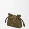 Nappa dana derisinden Mini Flamenco clutch Dark Khaki