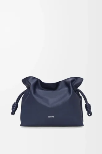 Nappa dana derisinden orta boy Flamenco clutch çanta Abyss Blue