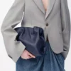 Nappa dana derisinden orta boy Flamenco clutch çanta Abyss Blue