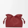 Nappa dana derisinden orta boy Flamenco clutch çanta Burnt Red