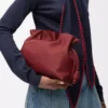 Nappa dana derisinden orta boy Flamenco clutch çanta Burnt Red