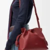 Nappa dana derisinden orta boy Flamenco clutch çanta Burnt Red