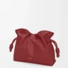 Nappa dana derisinden orta boy Flamenco clutch çanta Burnt Red