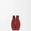 Nappa dana derisinden orta boy Flamenco clutch çanta Burnt Red