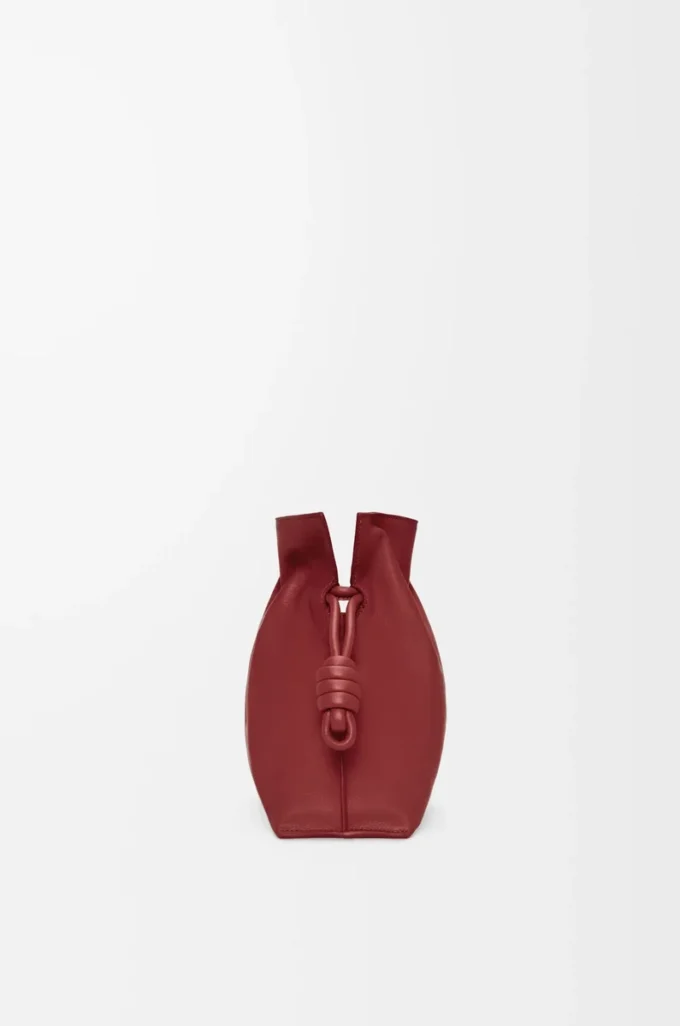 Nappa dana derisinden orta boy Flamenco clutch çanta Burnt Red