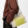 Nappa dana derisinden orta boy Flamenco clutch Çayır Yeşili/Açık Sarı