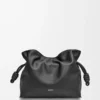 Nappa dana derisinden orta boy Flamenco clutch Black