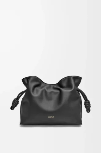 Nappa dana derisinden orta boy Flamenco clutch Black