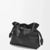 Nappa dana derisinden orta boy Flamenco clutch Black