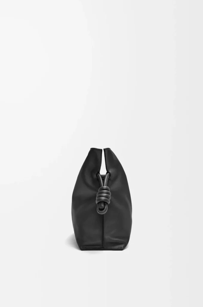 Nappa dana derisinden orta boy Flamenco clutch Black