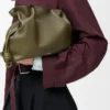 Nappa dana derisinden orta boy Flamenco clutch Dark Khaki