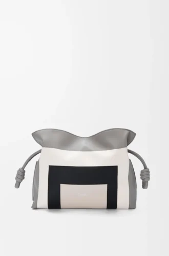 Nappa dana derisinden orta boy Flamenco clutch Grey/Light Ghost