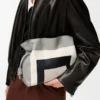 Nappa dana derisinden orta boy Flamenco clutch Grey/Light Ghost