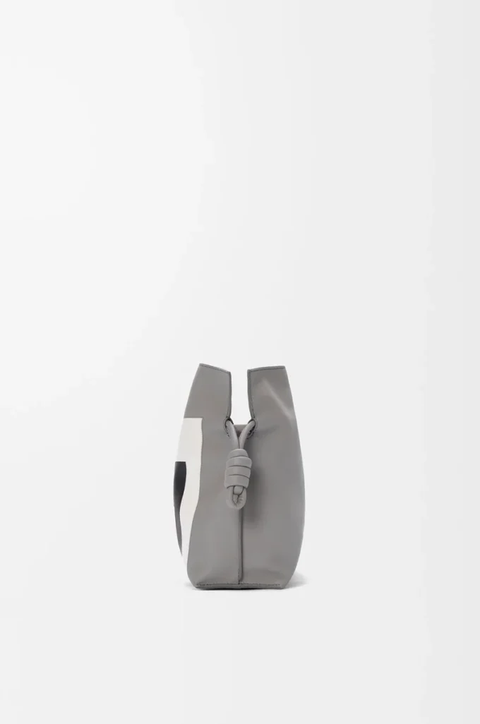 Nappa dana derisinden orta boy Flamenco clutch Grey/Light Ghost