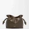Nappa dana derisinden orta boy Flamenco clutch Çikolata