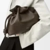 Nappa dana derisinden orta boy Flamenco clutch Çikolata