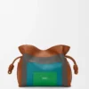 Nappa dana derisinden orta boy Flamenco clutch Çikolata/Parlak Yeşil