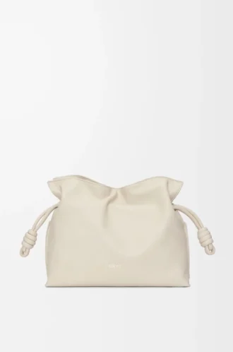 Nappa dana derisinden orta boy Flamenco clutch Sea Salt