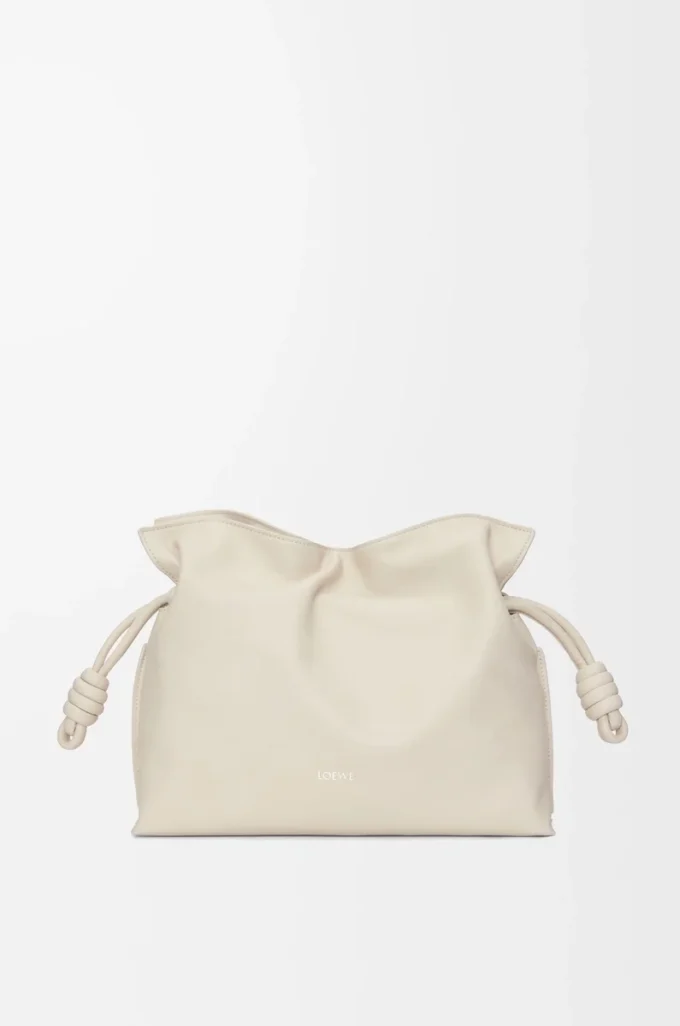 Nappa dana derisinden orta boy Flamenco clutch Sea Salt